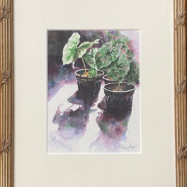Item #LM24 Vintage Botanical Watercolor Print Artist Signed c.1990
