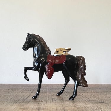 Vintage Rare Antique Metal Enamelled Horse Table Lighter from Japan 