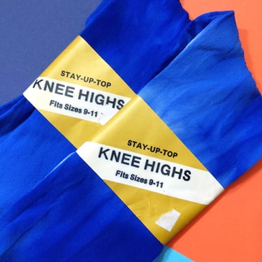 DEADSTOCK Knee Hi's - Vintage 70s 80s Blue Tie-Dye Knee-High Socks 