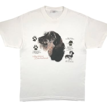 Vintage 90s Wire-Haired Dachshund German Dog Portrait Pet Style Graphic T-Shirt Size Medium/Large 