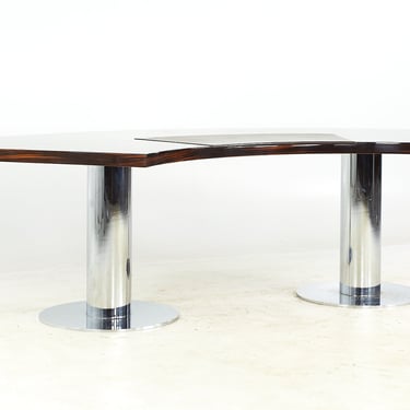 Giovanni Offredi for Saporiti Mid Century Italian Rosewood Chrome and Leather Desk - mcm 