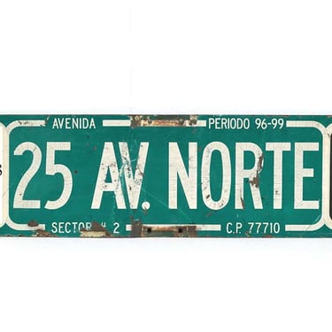 Vintage Spanish Steel Double Sided 25 Ave. North Street Sign