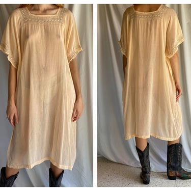 1920's Antique Nightgown / Peasant Dress / Haute Hippie Dress / Festival Totally Sheer Dress / Slip Dress / Bohemian Sleepwear Loungewear 