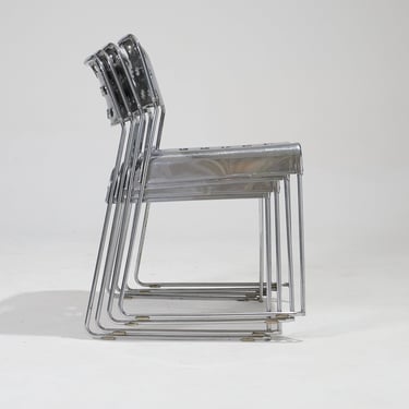 ENSEMBLE DE 4 CHAISES EN CHROME "OMKSTACK", RODNEY KINSMAN, 1970s