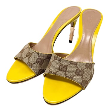 Gucci Yellow Bamboo Logo Heels