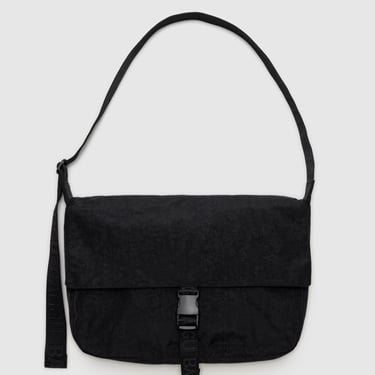 Nylon Messenger Bag in Black