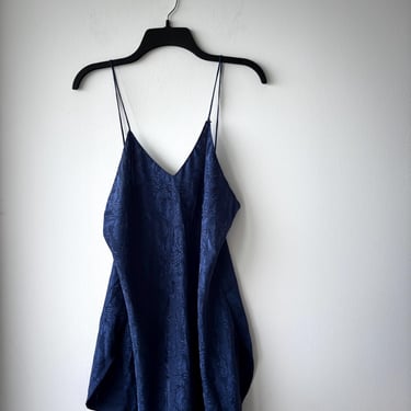 Vintage Deena Slip Dress Chemise Lace Navy Blue Dainty Coquette Women Medium USA 