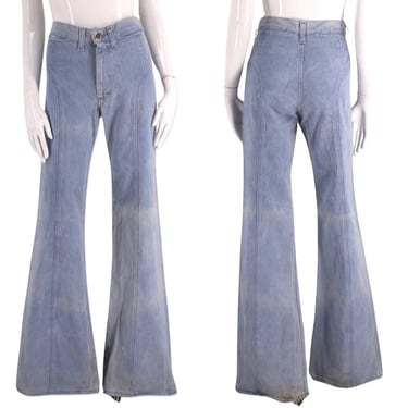 70s LEE denim bell bottom jeans 28, vintage SADDLE STITCH high waisted bells, bell bottom jeans, 70s flares 6 