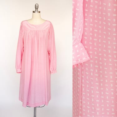 1980s Silk Dress Printed Pink Sheath OSFM 