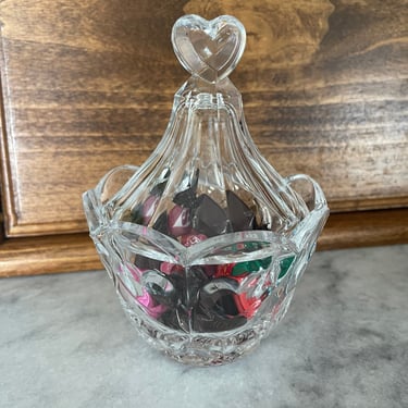 Crystal Heart Candy Dish with Lid 