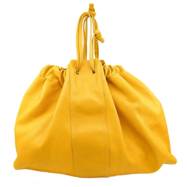 Bottega Veneta Mustard Marco Polo Drawstring Bag