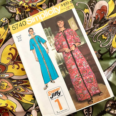 Vintage Simplicity Sewing Pattern, 70s Caftan Dress, Kaftan Maxi, Hippie Boho, UNCUT Complete with Instructions 