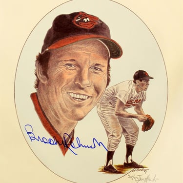 Jerry Hersh Baseball Memorabilia Lithograph Brooks Robinson Signed 218/750 Unframed 