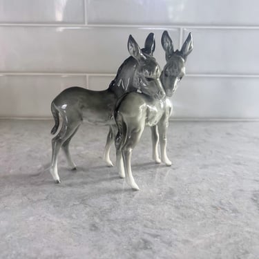 Vintage Hutschenreuther Rosenthal Donkey Figurine Twin Donkeys Pair Germany 