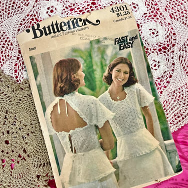 Vintage Sewing Pattern, Open Back, Flutter Sleeves, Prairie, Cottage Core, Complete with Instructions, Butterick 4301 