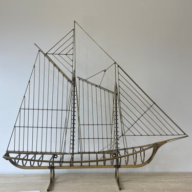 Curtis Jere Brass Sailing Boat Sculpture