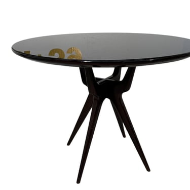 Mid Century Ebonized Dining Table with Spider Leg Base, 1950s