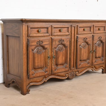 Heritage French Provincial Louis XV Carved Walnut Sideboard or Bar Cabinet