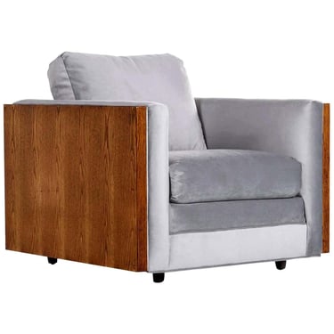 Mil Baughman Style Cube Club Chair Restored with NEW Gray Velvet Upholstery 