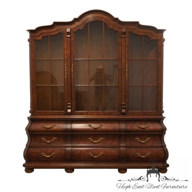 HENREDON FURNITURE Four Centuries Collection Solid Oak Rustic 77" Buffet w. Lighted Display China Cabinet 22-7000 
