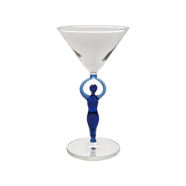 4 oz. Martini Glass with Hand-Blown Mermaid Stem, Blue