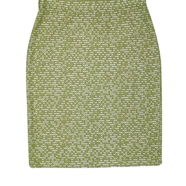 St. John - Lime Green & White Textured Knit Pencil Skirt Sz M