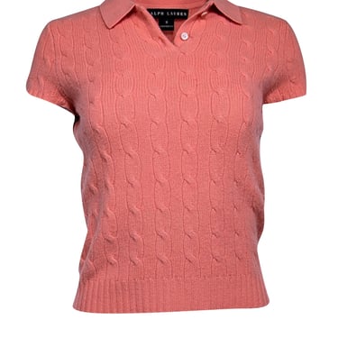 Ralph Lauren - Coral Orange Cashmere Polo Shirt Sz M