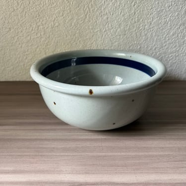 Vintage Dansk BLT Blue Stoneware Serving Bowl International Designs Beige with Blue Stripe Niels Refsgaard, Dansk Breakfast Lunch and Tea 