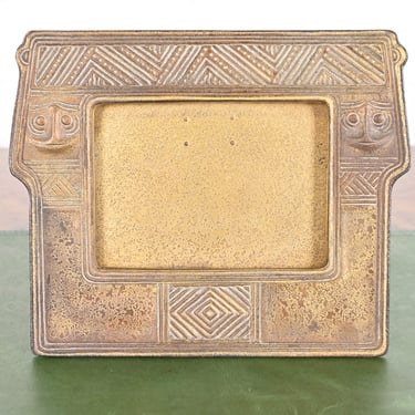 Tiffany Studios New York American Indian Bronze Doré Desk Calendar Frame or Picture Frame