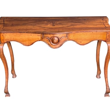 Portuguese Provincial Inlaid Fruitwood Console Table