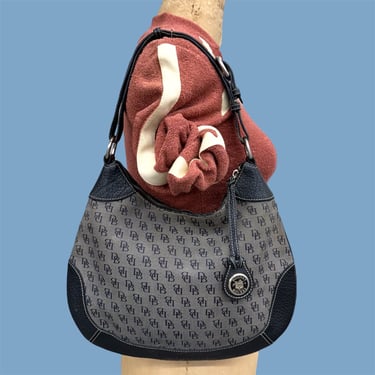 Vintage Coach Brown Leather & Jacquard Canvas Signature