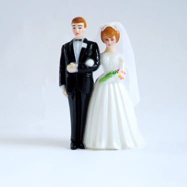 Vintage Bride and Groom Cake Topper made in Hong Kong 