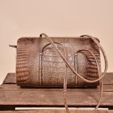 Brown Faux Croc Bag