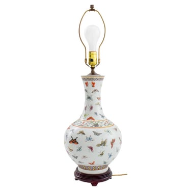 Chinese Porcelain Bottle Vase with Butterflies Lamp