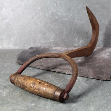 Vintage Hay Bale Hook | Fishing Gaffe | Rustic Decor | Cast Iron Decorative Hook Wooden Handle | Farm Style Hay Bale Hook | Bixley Shop 