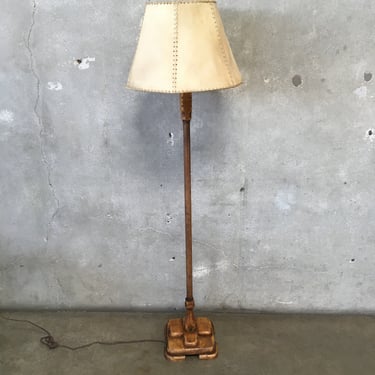 Rancho Monterey Style Floor Lamp &amp; Leather Shade