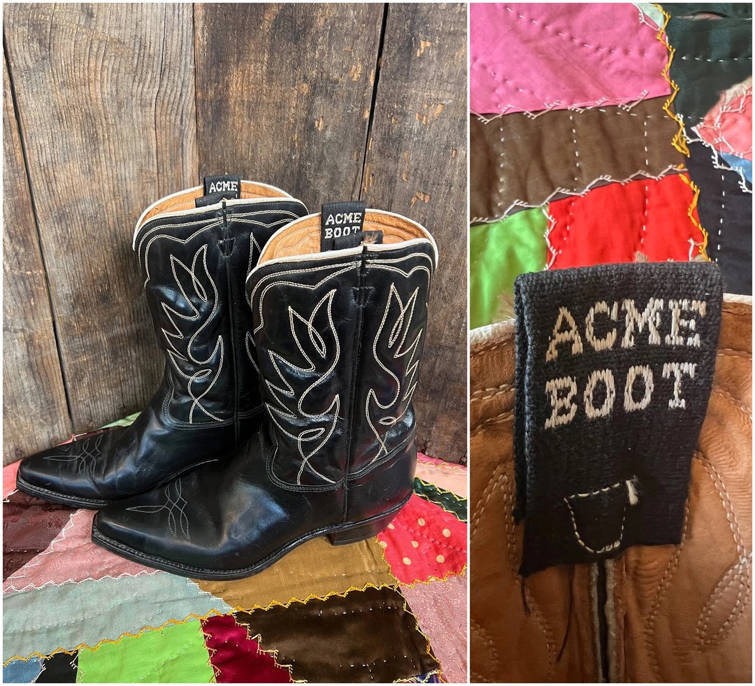 ACME BLACK VENOM Vintage 60s Leather Boots | Western, Cowboy