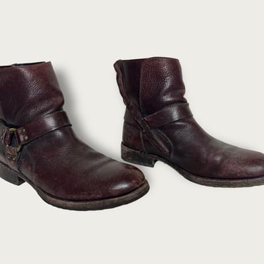 Vintage FRYE Side-Zip Harness Boots ~ men's 9 1/2 D ~ women's 11 ~ Shoes ~ Zipper / Zip-Up ~ Engineer / Biker / Motorcycle 
