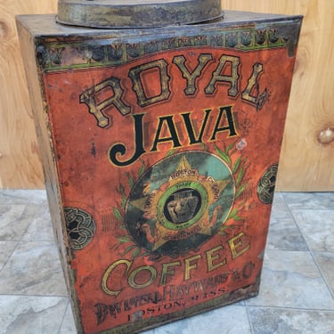 Antique Dwinell Hayward & Co Royal Java Large Metal Tin