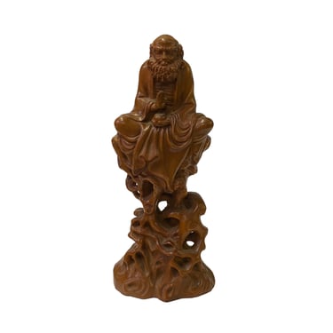 Chinese Brown Zen Master Damo Deity Meditation Wood Statue ws2160S Chinese Brown Zen Master Damo Deity Meditation Wood Statue ws2160S