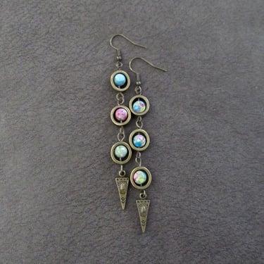 Imperial jasper and bronze dangle earrings 