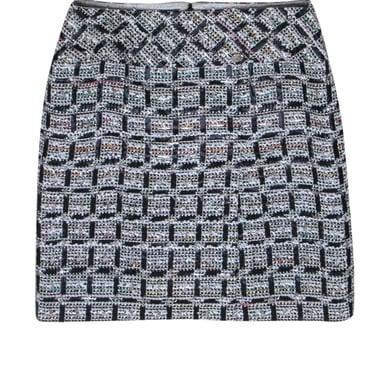 Chanel - Black &amp; White Tweed Slit Front Mini Skirt Sz 4