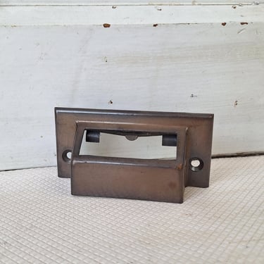 Brass Antique Label Holder Drawer Pull, Small Metal Card Holder, Drawer Handle Vintage File Cabinet Hardware Apothecary Drawer 072802 