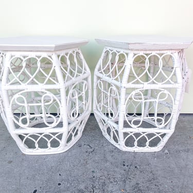 Pair of Wicker Chic Side Tables