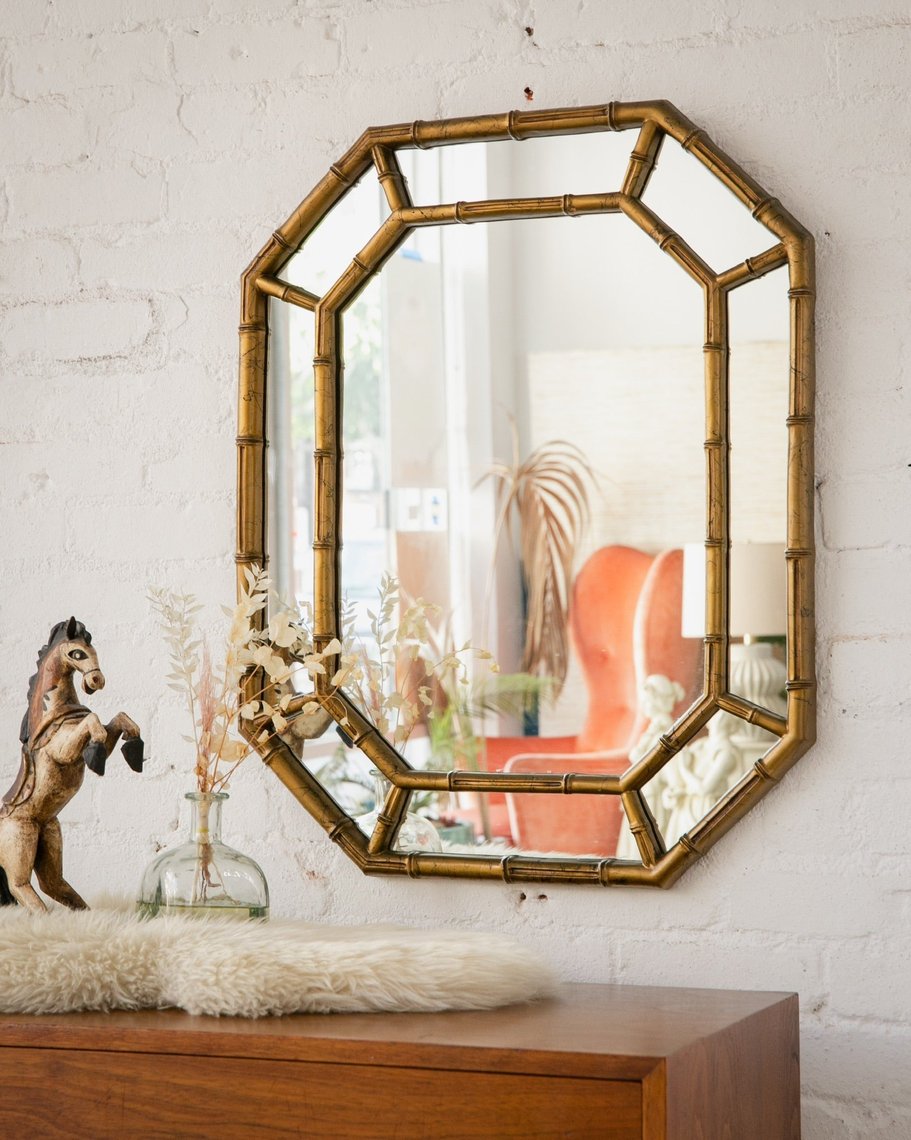 Gold Bamboo Mirror Sunbeam Vintage Highland Park Los Angeles, CA