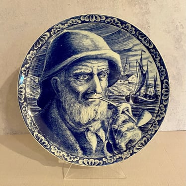 Vintage Delfts Old Fisherman Plate 10” Belgium 