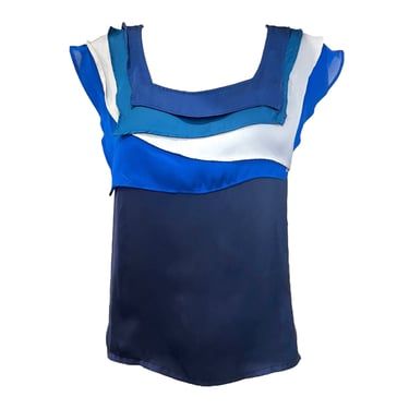 Lanvin Winter 2007 Color-Blocked Silk Layered Sailor Collar Blouse