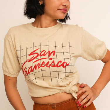 Vintage 1980s 80s San Francisco Grid Graphic Single Stitch T-Shirt 