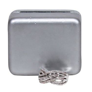 Macy's - Sterling Silver Crossover Diamond Ring Sz 7