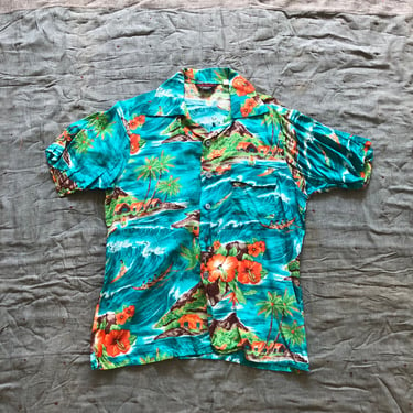 1960s Campus Expressions Aloha Shirt Large 